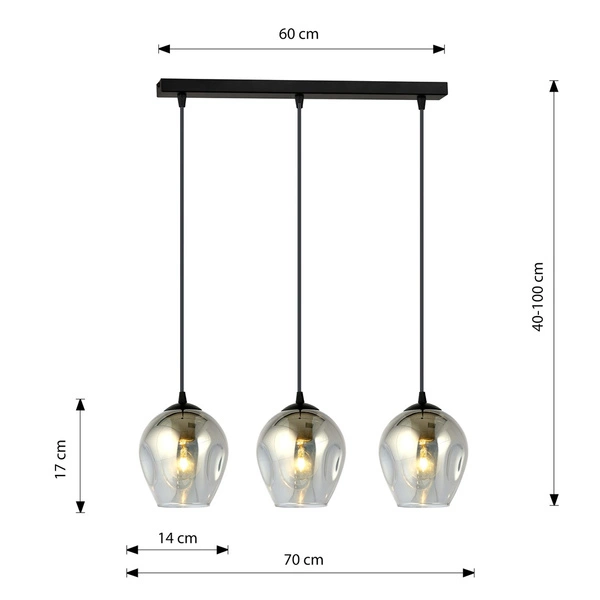 Lampa wisząca Emibig ISTAR 3 BL GRAFIT 680/3