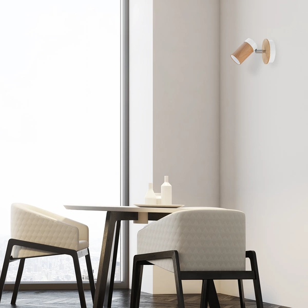 Kinkiet nowoczesny z drewna BARON biały