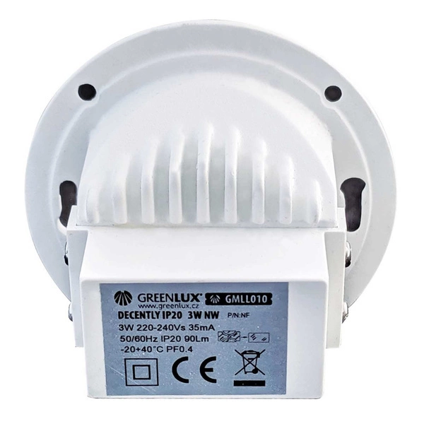Lampa wpuszczana LED barwa neutralna DECENTLY R1 3W IP20 | biały