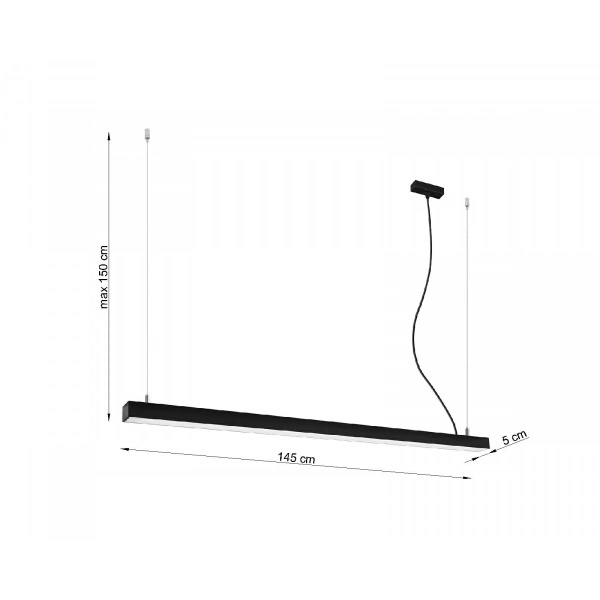 Lampa wisząca PINNE 1450 CZARNA 48W barwa ciepła 3000K TH.084