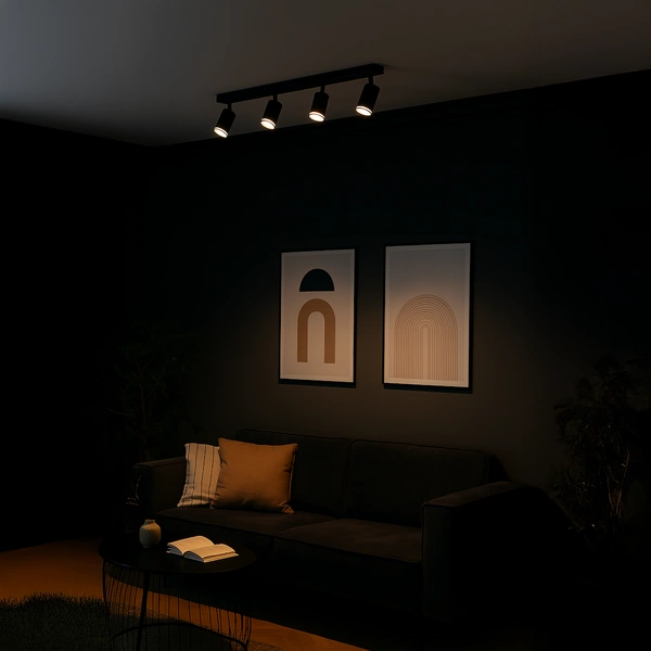 Oprawa Pipe Ring Spot Czarny 4xGU10