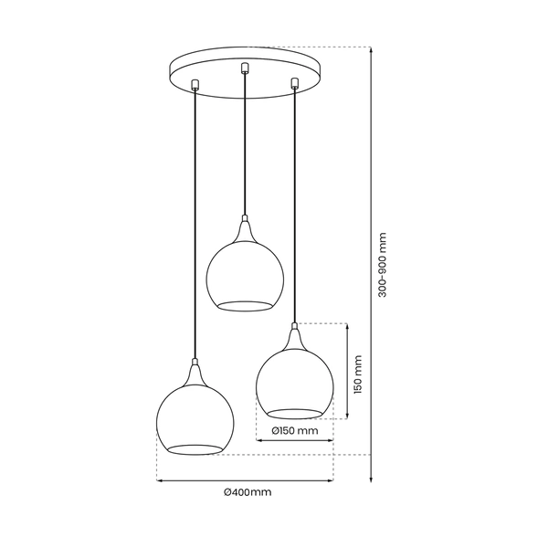 Lampa wisząca MONTE GOLD, MLP8403, złoty/dymiony, 3x60W E27