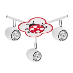 Lampa sufitowa Fly 3xGU10 maks. 50W biały metal/chromowany metal/wielokolorowy materiał syntetyczny ze wzorem biedronki 2109302
