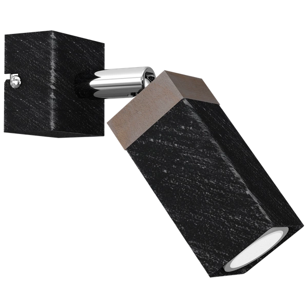 Kinkiet SOLO SAWN BLACK / PATINATED WOOD 1x mini GU10