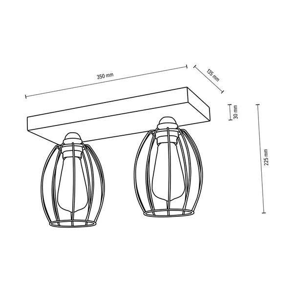 Lampa Sufitowa Carlo 2xE27 Max.60W Drewno Brzozowe/Czarny Metal 14444260