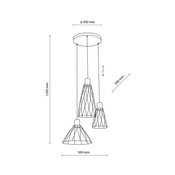 MODESTO BLACK LAMPA WISZACA 3 KOŁO 10187