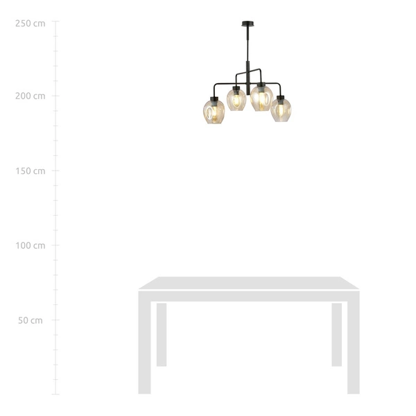Lampa sufitowa Emibig LUKKA 4 Czarny/AMBER 1165/4