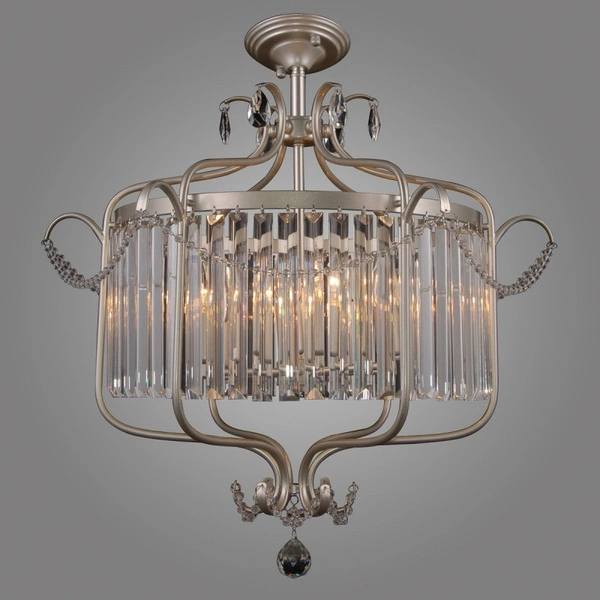 Lampa sufitowa RINALDO śr. 66cm 6xE14 | srebrny szampański/transparentny