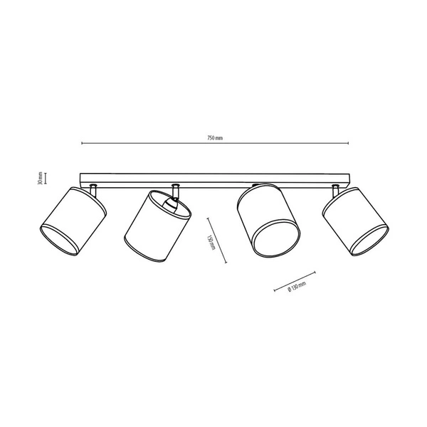 Aprillia Lampa Sufitowa 4xE27 Max.25W Dąb Olejowany/Biały 56744474