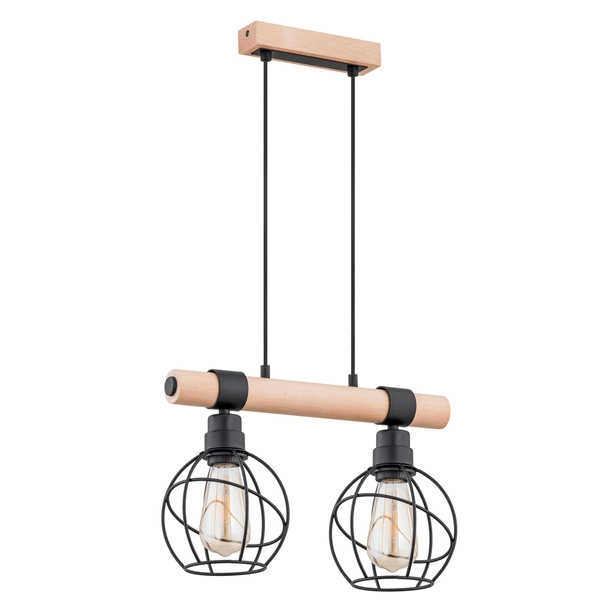 Lampa wisząca ALFA FIBIA DREWNIANA 2xE27 15cm | 62001
