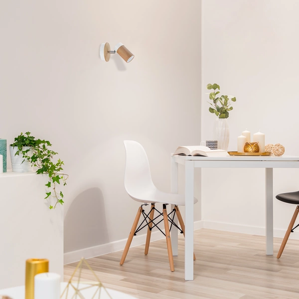 Kinkiet nowoczesny z drewna BARON biały