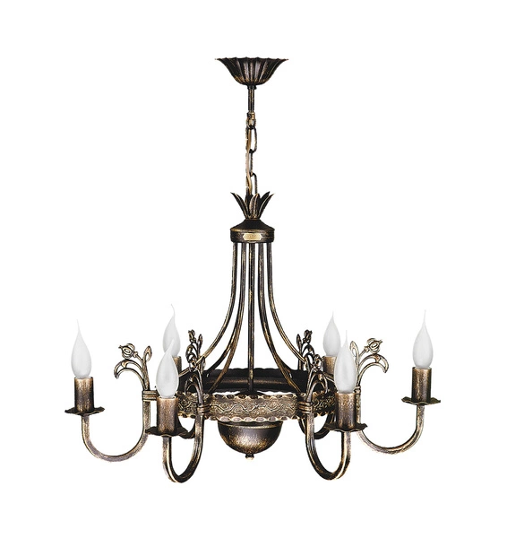 Klasyczny Żyrandol KORONA wys. 68cm 6xE14 11W IP20 | Brązowy ręcznie patynowany