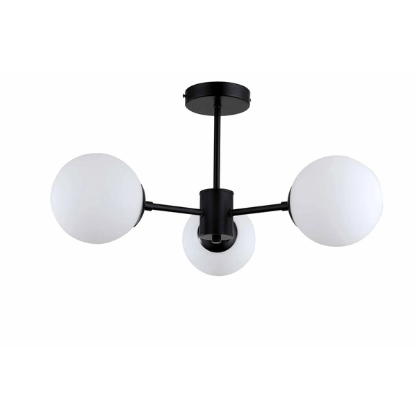 Lampa wisząca Roma 3, czarna z białymi kloszami, 3x40W E14