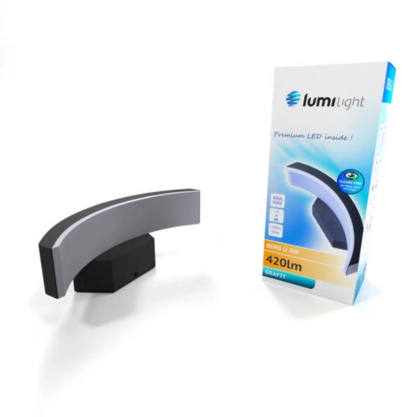 Kinkiet zewnętrzny natynk LED BERG U 8W 4000K IP54 | grafit