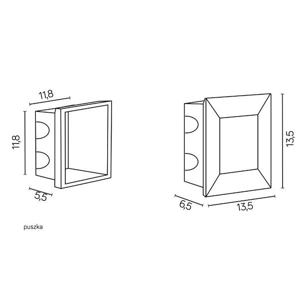 Zewnętrzna lampa wpuszczana nad schody i podjazd Mur Led Inox D 04 | szary inox