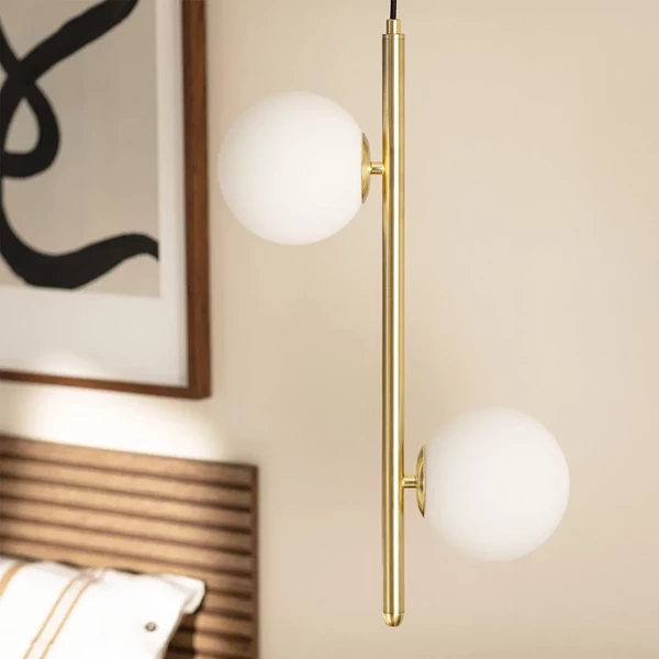 Lampa Wisząca Złota Kula Mleczna Bari 2xE27