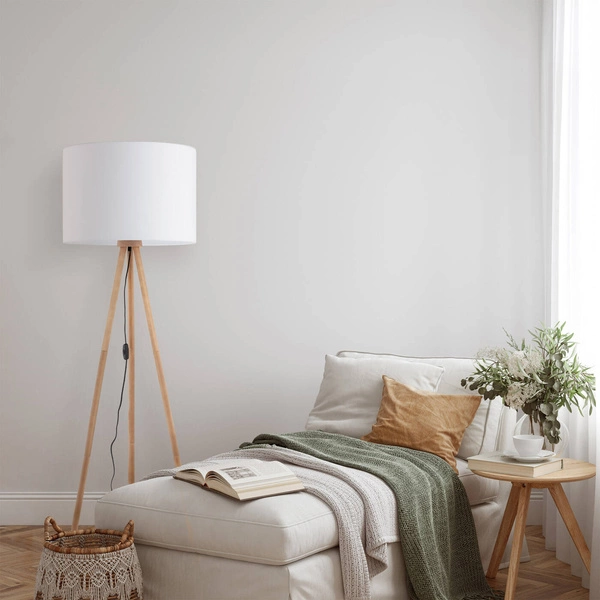 Stylowa lampa podłogowa buk TOKYO E27 60W wys. 148cm | biały 5299