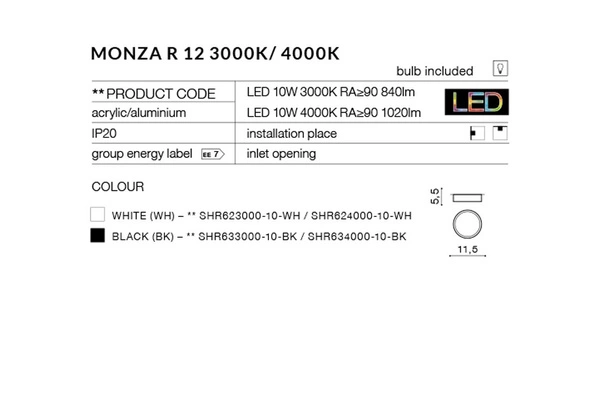 Azzardo MONZA R 12 4000K WH 2256