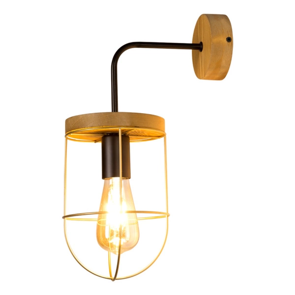 Kinkiet Netuno 1xE27 Max.25W Barwiona Sosna Brązowy/Czarny Metal/Złoty Metal 9201517104