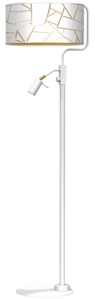 Lampa podłogowa ZIGGY WHITE, MLP7571, biały/złoty, 1x60W E27 + 1x8W mini GU10