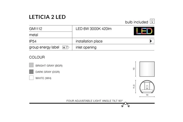Azzardo LETICIA 2 LED BK 4469