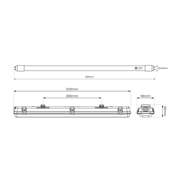 ZESTAW OPRAWA HERMETYCZNA 2x120cm POD ŚWIETLÓWKĘ LED + 2x ŚWIETLÓWKI LED 18W 120CM 4000K