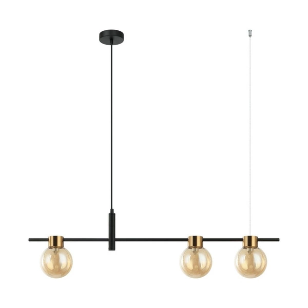 Lampa wisząca Italux Bletter dł. 91,5cm 3xG9 | czarny/bursztynowy