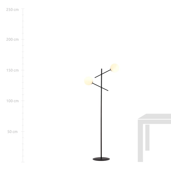 Lampa podłogowa Emibig LINEAR LP2 Czarny/OPAL 1169/LP2