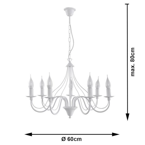 Żyrandol Sollux MINERWA 7 Stal, Biały, E14, 7 X 12W LED, sl.0215