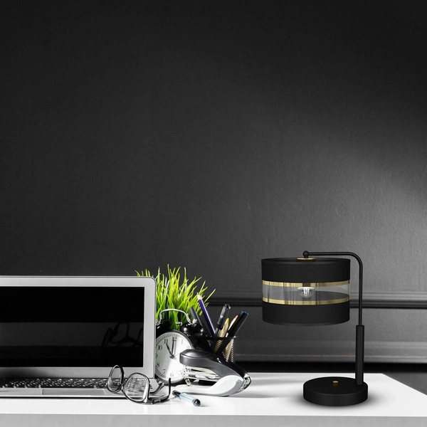 Lampka stołowa ULTIMO BLACK, MLP7343, czarny/transparentny/złoty, 1x60W E27