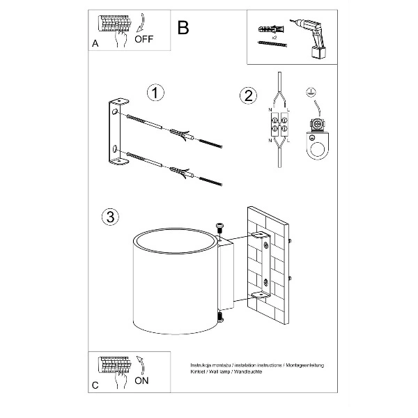 Kinkiet Sollux VICI, Szkło, Białe, G9 12W LED, SL.0211