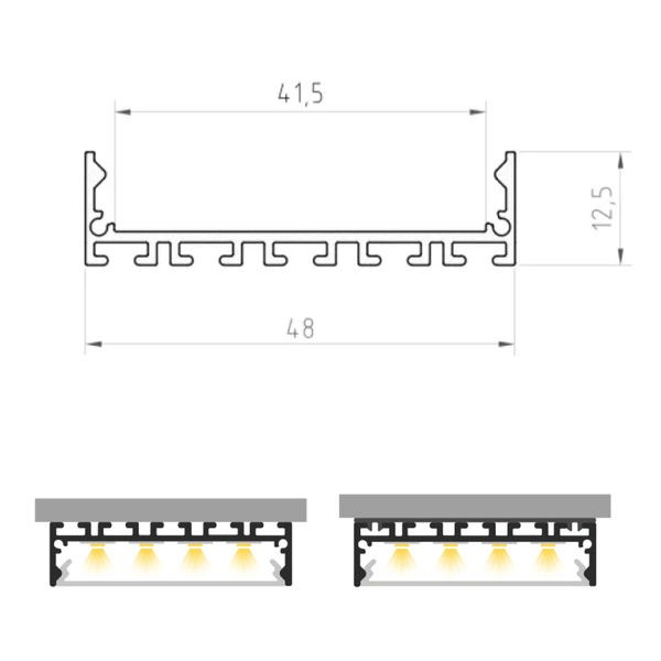 Profil LED P20-1 architekt 200cm szer. 41mm | do osłonek C6 | biały