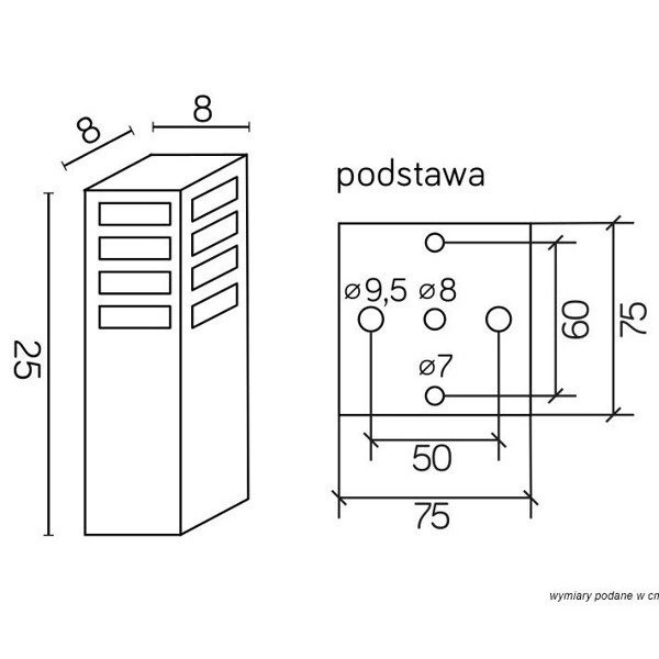 Słupek ogrodowy RADO III 3 DG grafitowy wys.25cm
