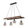 Lampa Wisząca Eskalo 4xE27 Max.60W Bejcowana Sosna na Orzechu/Czarnym Metalu/Czarnym Kablu PCV 7229456