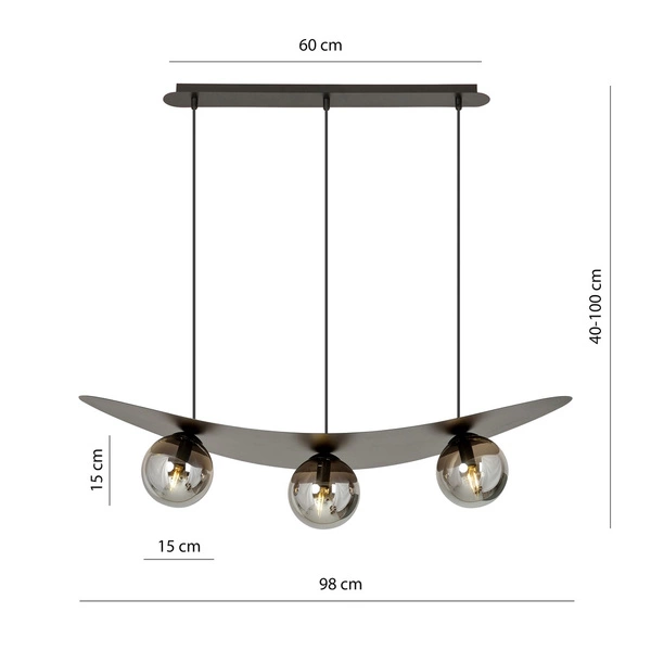 Lampa wisząca Emibig AURA 3 BL GRAFIT 1300/3