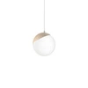 Lampa wisząca nowoczesna szklana kula SFERA WOOD drewno/biały śr. 14cm