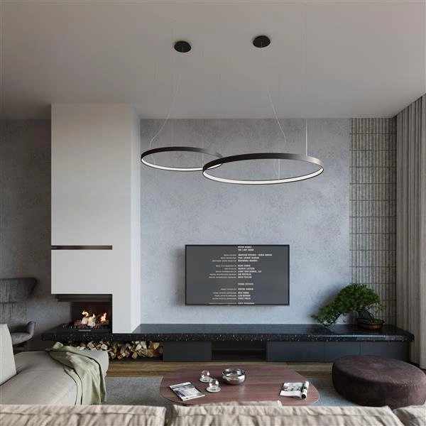 Nowoczesna lampa wisząca RIO 55 LED czarna 30W barwa ciepła 3000K TH.106