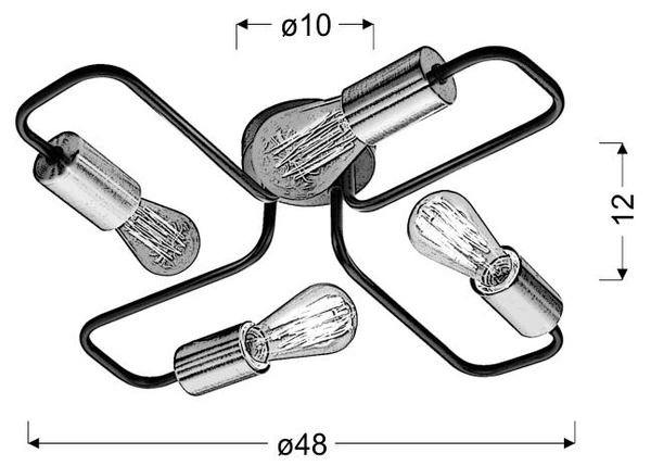 Lampa sufitowa HERPE 34-66923 czarno-miedziana 4x60W E27