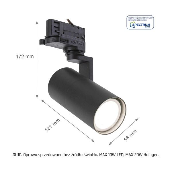 Reflektor na szynę MADARA MINI II GU10 3F BLACK