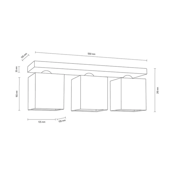 Świetna lampa sufitowa 3xE27 maks. 25W szary beton/biały klosz z tkaniny 2241336
