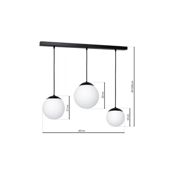 Nowoczesna lampa wisząca listwa LIMA BLACK 3xE14 MLP6524