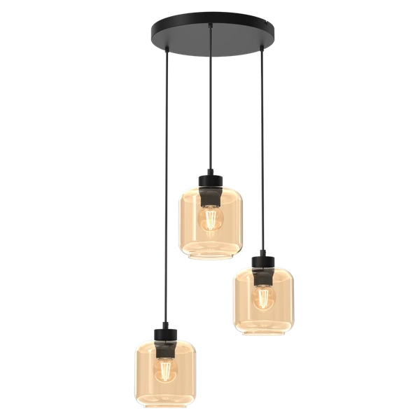 Lampa wisząca SOMBRA AMBER, MLP8372, czarny/bursztynowy, 3x60W E27
