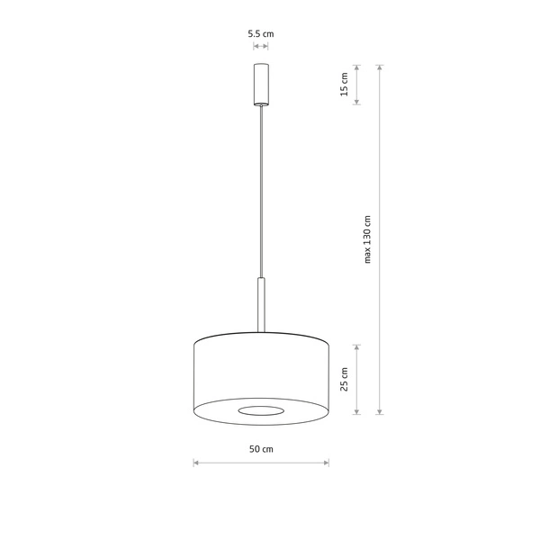 Lampa wisząca AMARELA M E27 wys.130cm szer.50cm | Czarny melanż 11659