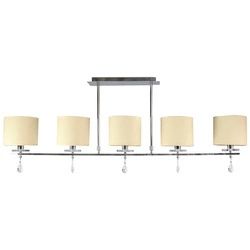 Lampa sufitowa ESTERA 35-11527 chromowa z jasnokremowymi abażurami 5x40W E14