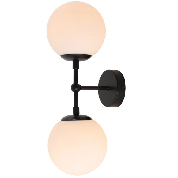 Kinkiet DORADO 2, czarny z białymi kloszami, 2x40W E14