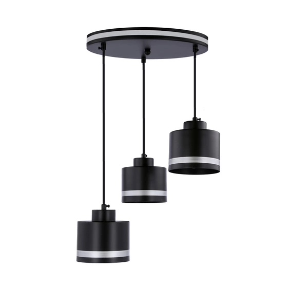 Lampa wisząca WAMA, czarny/srebrny, 3x40W E27