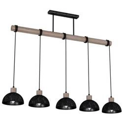 Lampa wisząca ERIK, MLP7641, przecierany czarny/drewno patynowane, 5x60W E27