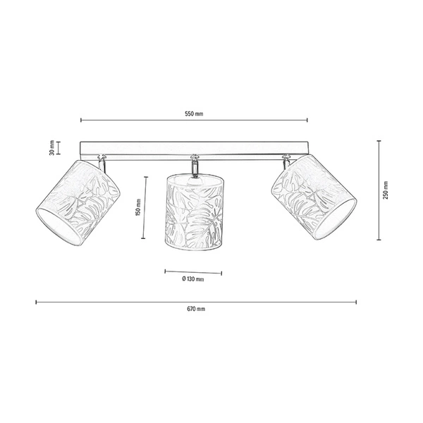 Lampa Sufitowa Mateo 3xE27 Max.25W Czarny Metal/Beżowa Tapeta 87800304