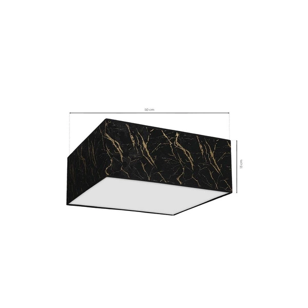 Kwadratowy plafon do salonu SENSO Black/Gold 50 cm 3xE27 | czarny złoty