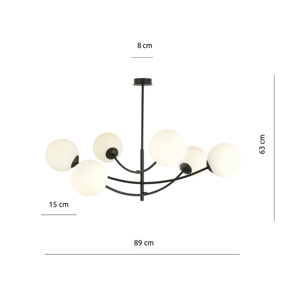 Lampa sufitowa Emibig HUNTER 6 Czarny/OPAL 1102/6